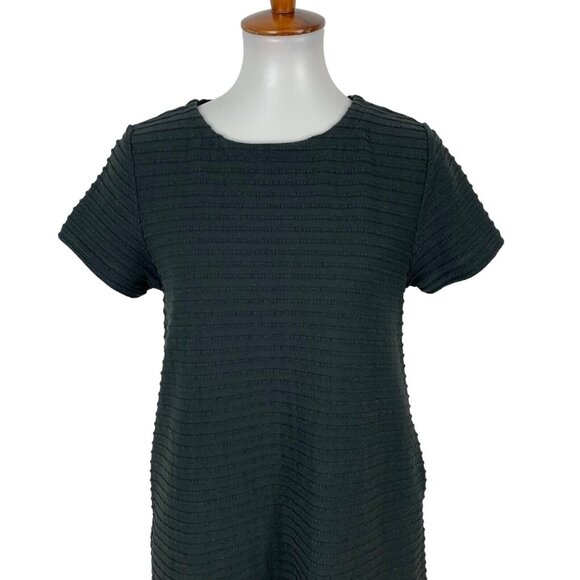 NET Collection Midi Dress Medium Black Minimalist Short Sleeve - Picture 2 of 8